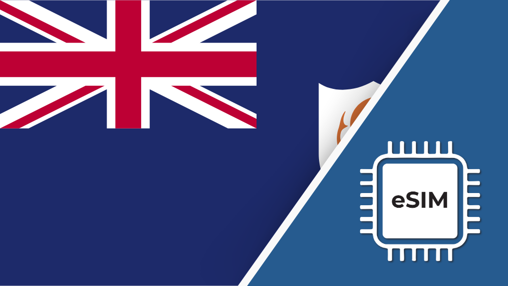 Anguilla eSIM – Travel connectivity for Anguilla. Image featuring the Anguilla flag and an eSIM icon