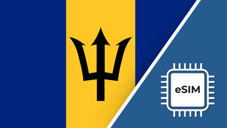 Barbados eSIM – Travel connectivity for Barbados. Image featuring the Barbados flag and an eSIMicon.