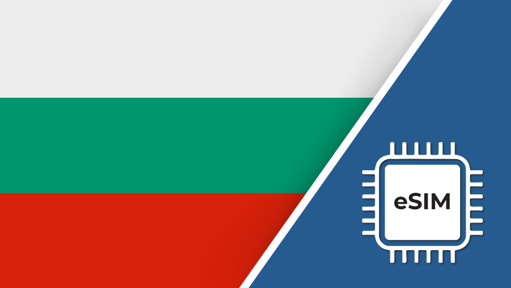 Bulgaria eSIM – Travel connectivity for Bulgaria. Image featuring the Bulgarian flag and an eSIM icon.