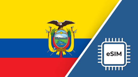 Ecuador eSIM – Travel connectivity for Ecuador. Image featuring the Ecuador flag and an eSIM icon.