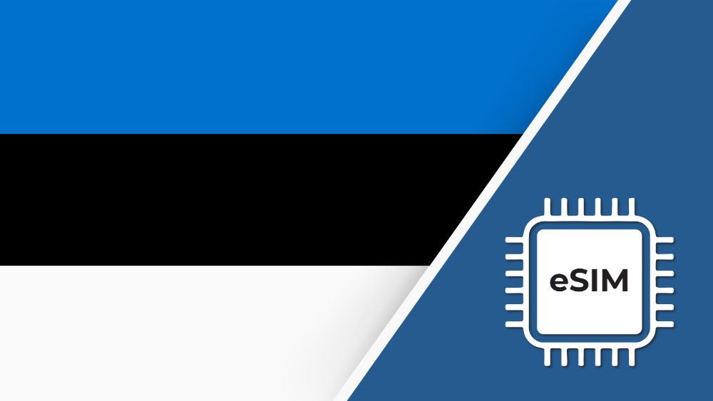 Estonia eSIM – Travel connectivity for Estonia. Image featuring the Estonia flag and an eSIM icon.
