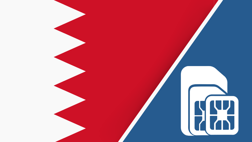 Bahrain SIM Card – Travel connectivity for Bahrain. Image featuring the Bahrain flag and a SIM card icon.