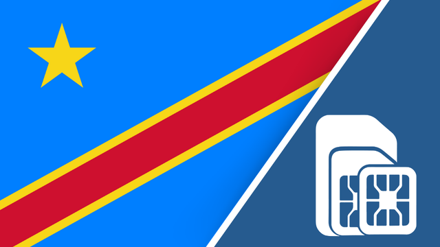 Congo SIM Card – Travel connectivity for the Democratic Republic of Congo. Image featuring the Congolese flag and a SIM card icon.