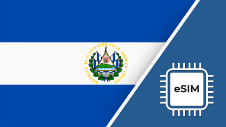 El Salvador SIM Card – Travel connectivity for El Salvador. Image featuring the El Salvador flag and an eSIM icon.