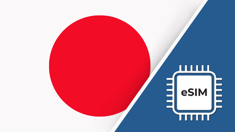 Japan eSIM – Travel connectivity for Japan. Image featuring the Japanese flag and an eSIM icon.