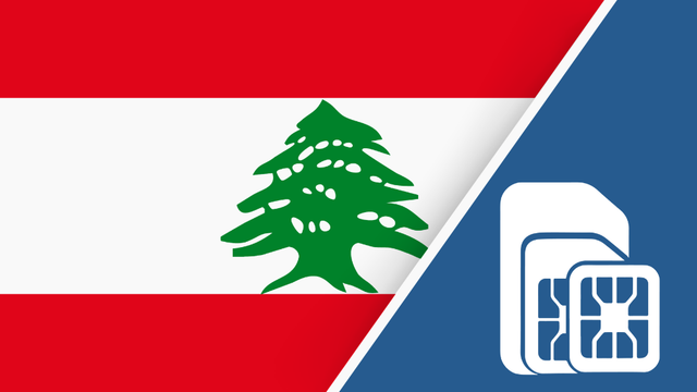 Lebanon SIM Card – Travel connectivity for Lebanon. Image featuring the Lebanon flag and a SIM card icon.