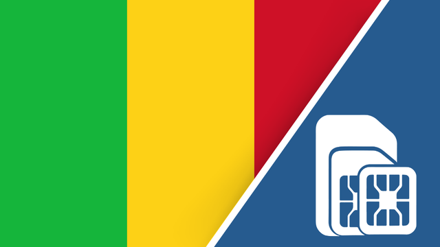 Mali SIM Card – Travel connectivity for Mali. Image featuring the Malian flag and a SIM card icon.