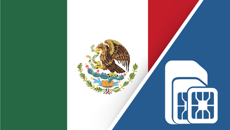 Mexico SIM Card – Travel connectivity for Mexico. Image featuring the Mexican flag and a SIM card icon.
 