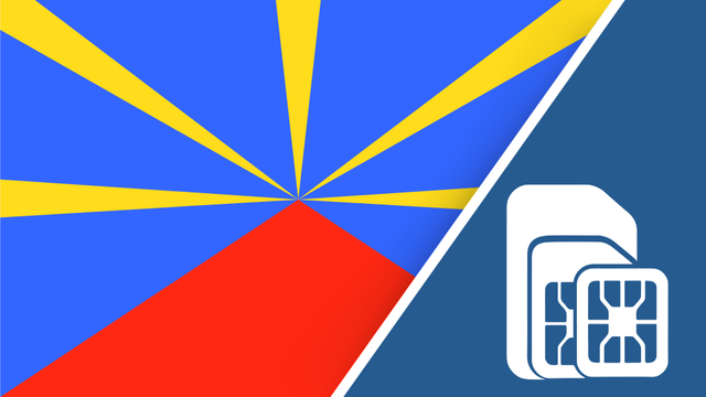 Réunion SIM card – Travel connectivity for Réunion. Image featuring the Réunion flag and a SIM card icon.
 