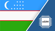 Uzbekistan eSIM – Travel connectivity for Uzbekistan. Image featuring the Uzbekistan flag and a SIM card icon.